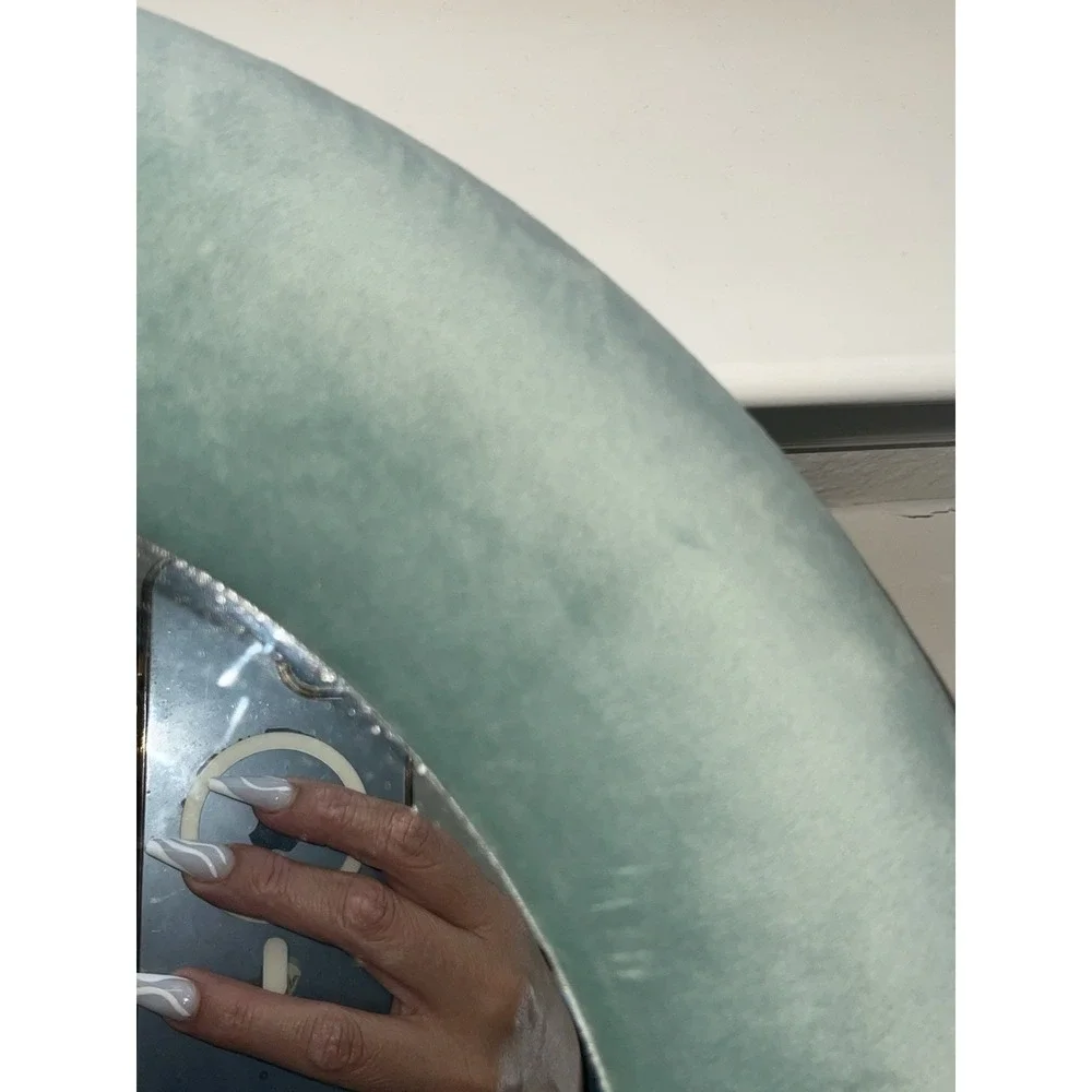 Contemporary Velvet upholstered Round Handmade Wall‎ Accent Mirror